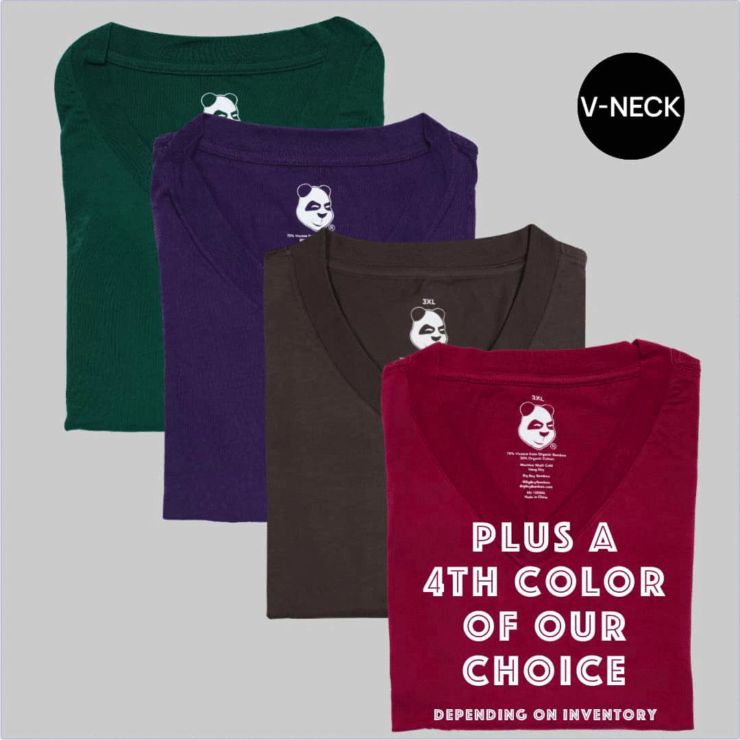 New Classics Bundle Big Men's V-Neck Bamboo Tees | Sizes 3XL-8XL