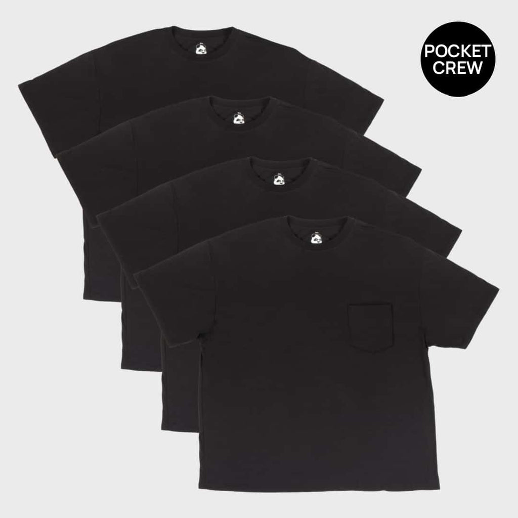 Big Men's Pocket Crew Neck Bamboo Viscose T-Shirt 4-Pack Bundles 3XL-8XL