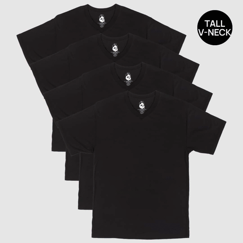 Tall Men's V-Neck Bamboo Viscose T-Shirts 4-Pack Bundles 1XLT-4XLT
