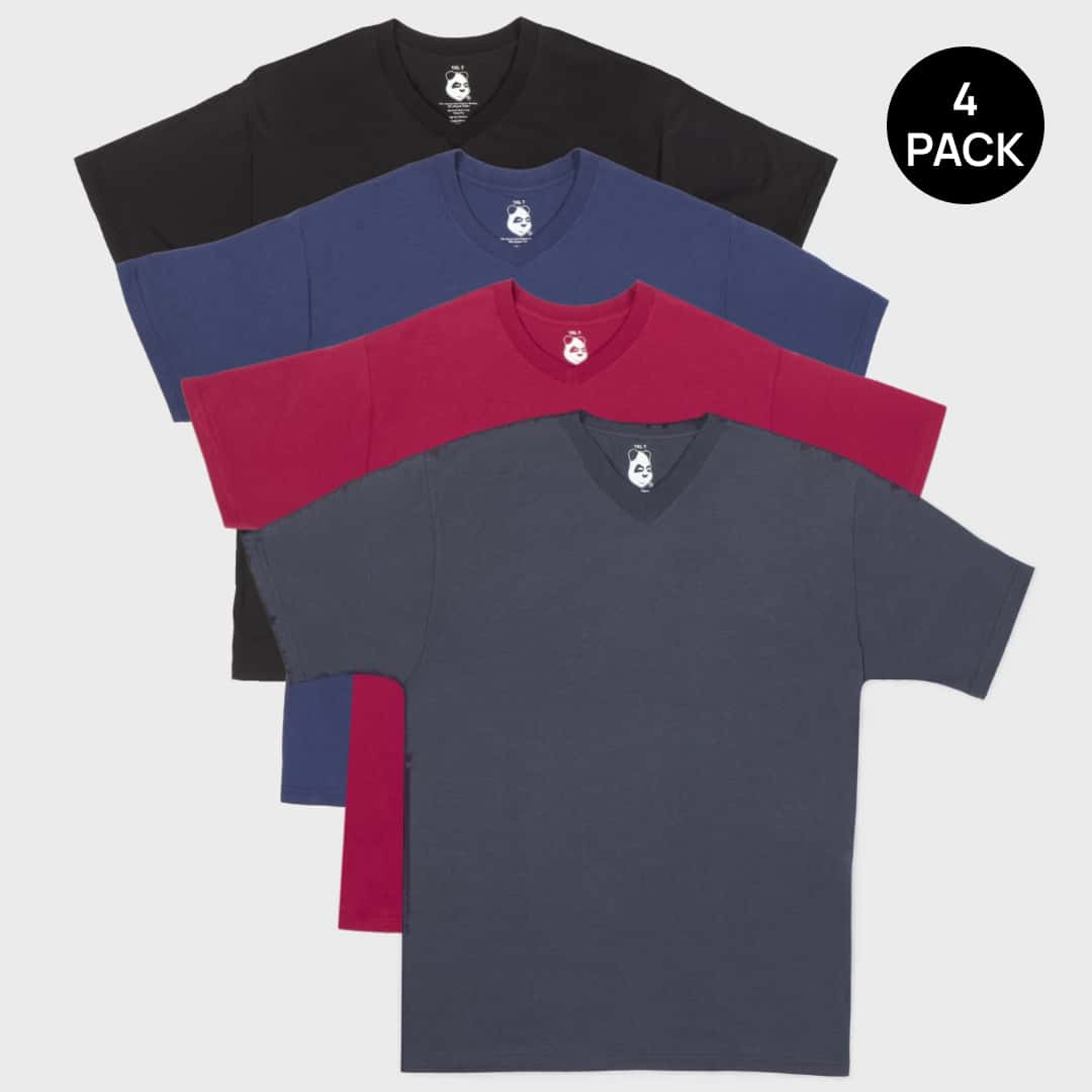 Tall Men's V-Neck Best Sellers Variety 4-Pack Bamboo Viscose T-Shirt Bundle