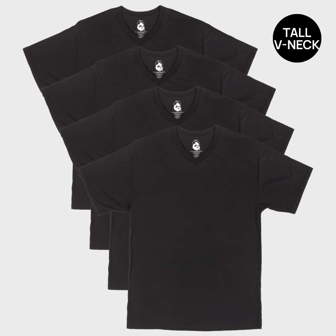 Tall Men's V-Neck Bamboo Viscose T-Shirts 4-Pack Bundles