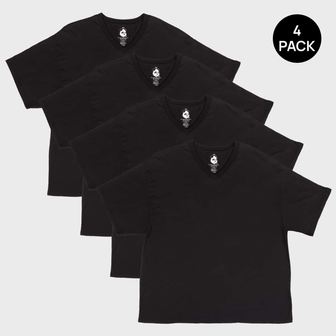Big Men's V-Neck Bamboo Viscose T-Shirt 4-Pack Bundles