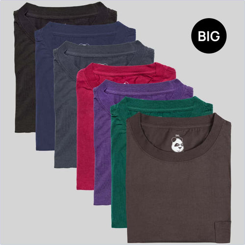 Big Men's Pocket Crew Neck Ultimate 7-Pack Bamboo Viscose T-Shirt Bundle