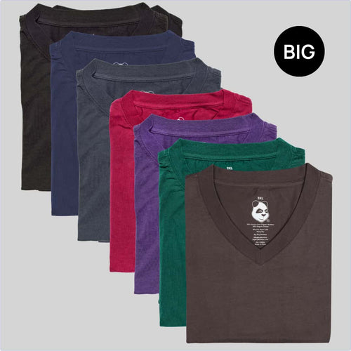 Big Men's V-Neck Ultimate Variety 7-Pack Bamboo Viscose T-Shirt Bundle