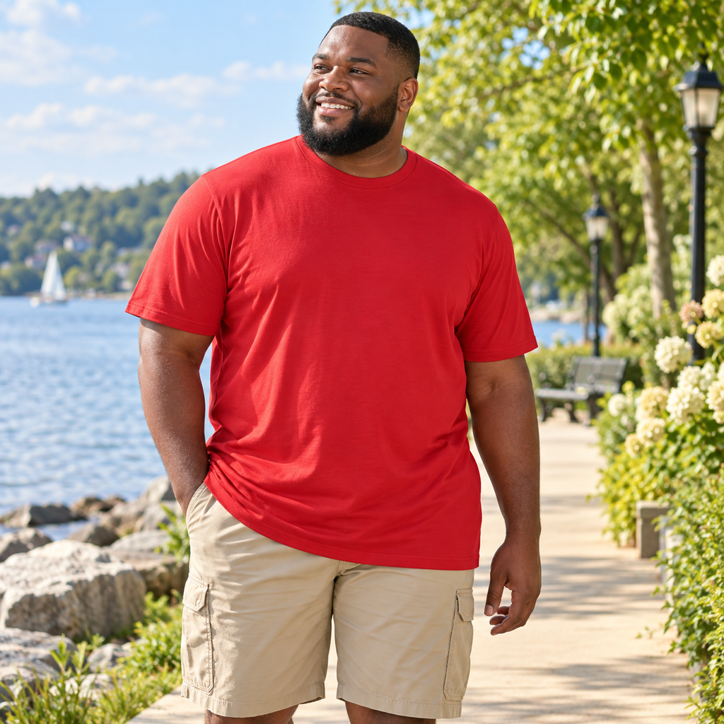 Big Men's Crew Neck Bamboo Viscose T-Shirts - Cut oversized for a relaxed, flattering fit